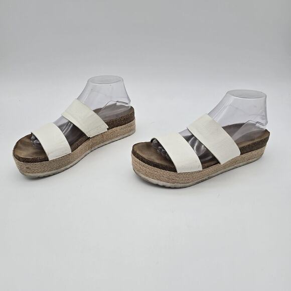 Brash Sandals Womens 8 White Slip On Leather Espadrilles Platform Shoes Twin - Picture 5 of 12